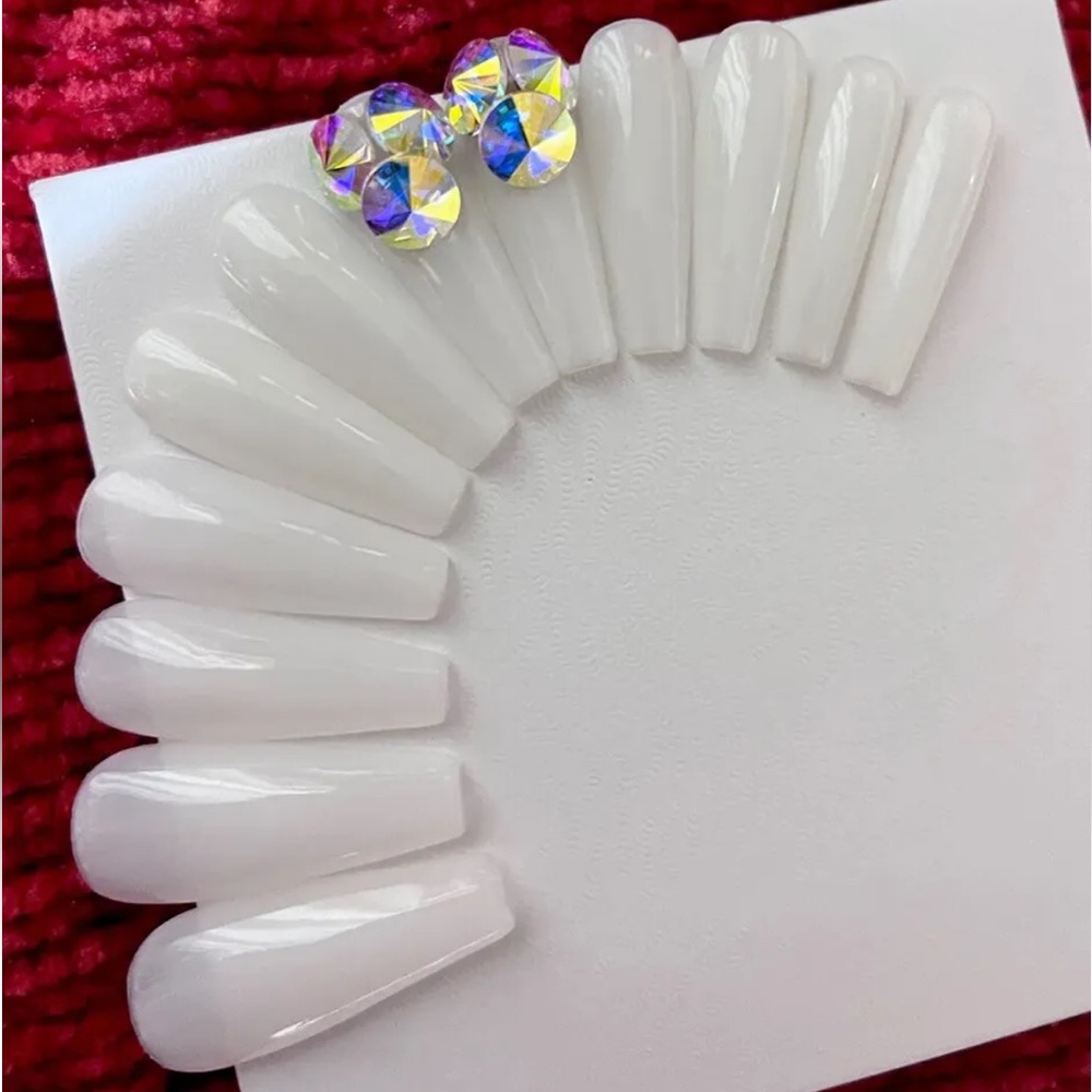 Milky white press on nails